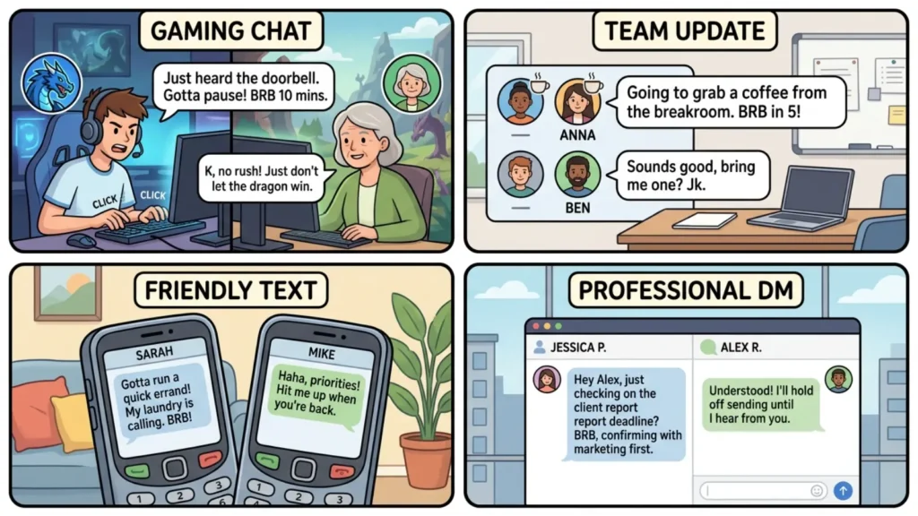 Examples of BRB in Conversation
